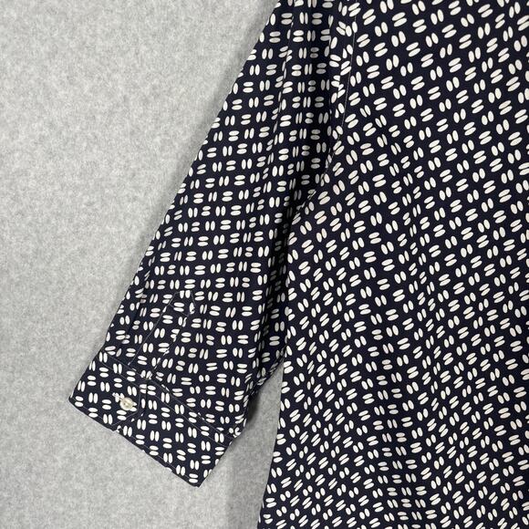 Lands End Shirt 10 Navy White Button Cotton‎ Stretch Sailor Career Office Casual - Picture 10 of 12